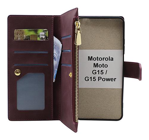 billigamobilskydd.seXL Motorola Moto G15 / G15 Power Luxury Phone Wallet