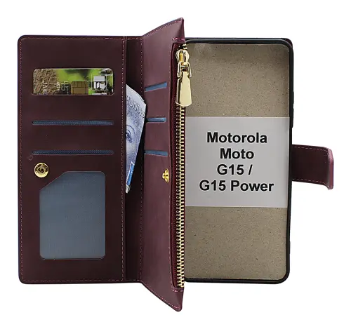 billigamobilskydd.seXL Motorola Moto G15 / G15 Power Luxury Phone Wallet